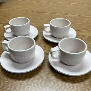 Sasaki Matte Pale Pink Colorstone Massimo & Lela Vignelli Cup & Saucer Set of 4